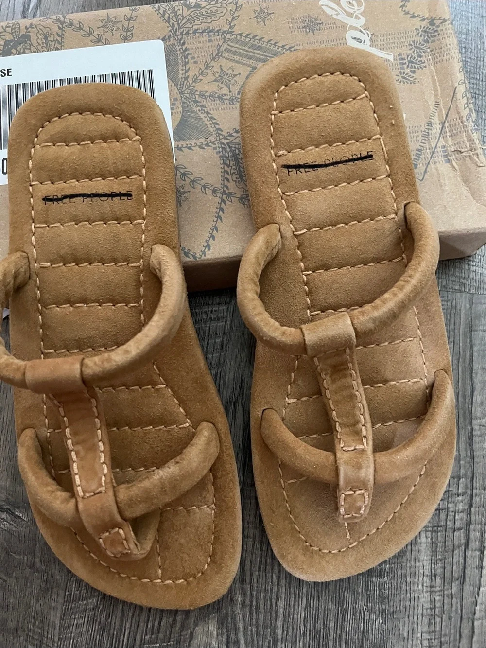 Free People Hadden Cinnamon Clay Suede Toe-Post Sandals